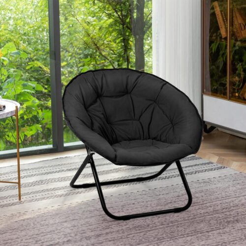 Folding Faux Fur Saucer Chair