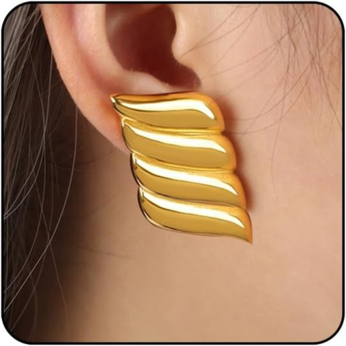 Gold Statement Earrings for Women Silver Big Earrings Gold Chunky Earrings Geometric Rectangle Earrings Large Thick Gold Earrings